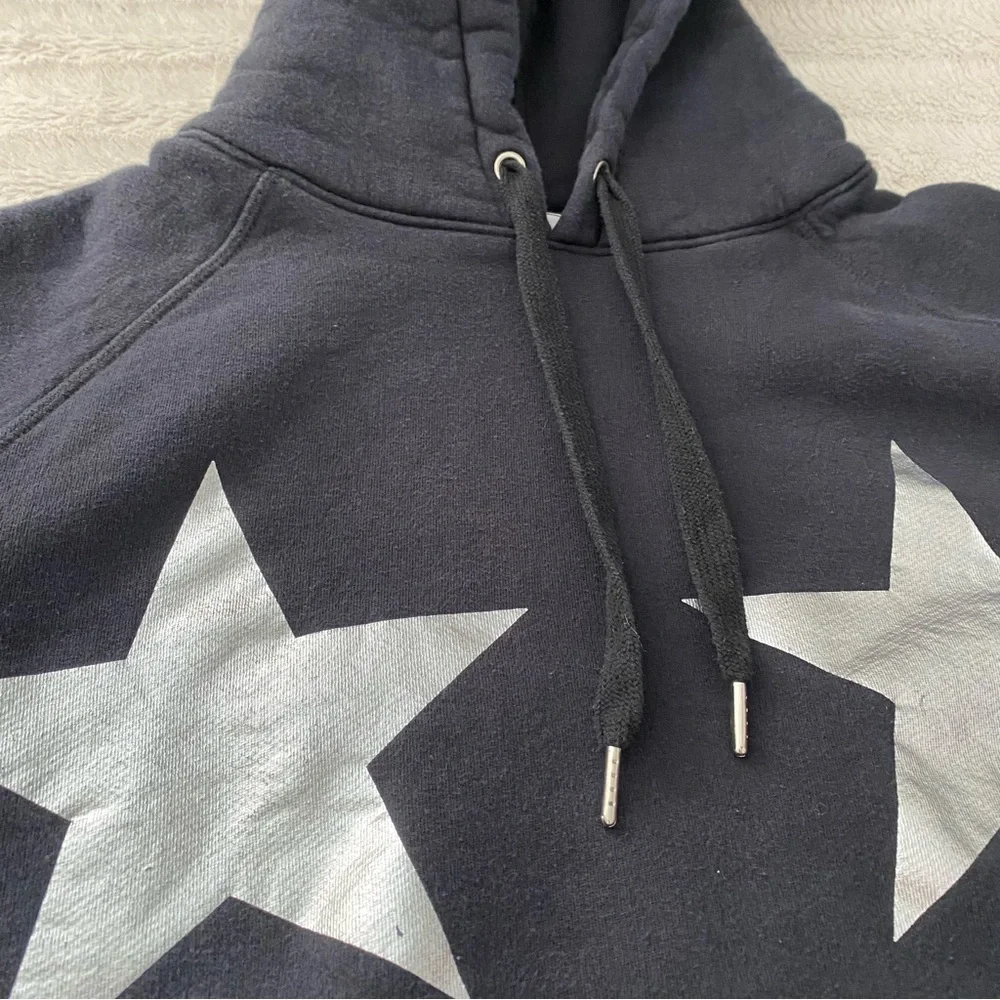 Good American Stars And Stripes Black Silver Hoodie Sweatshirt Dress - Picture 16 of 16